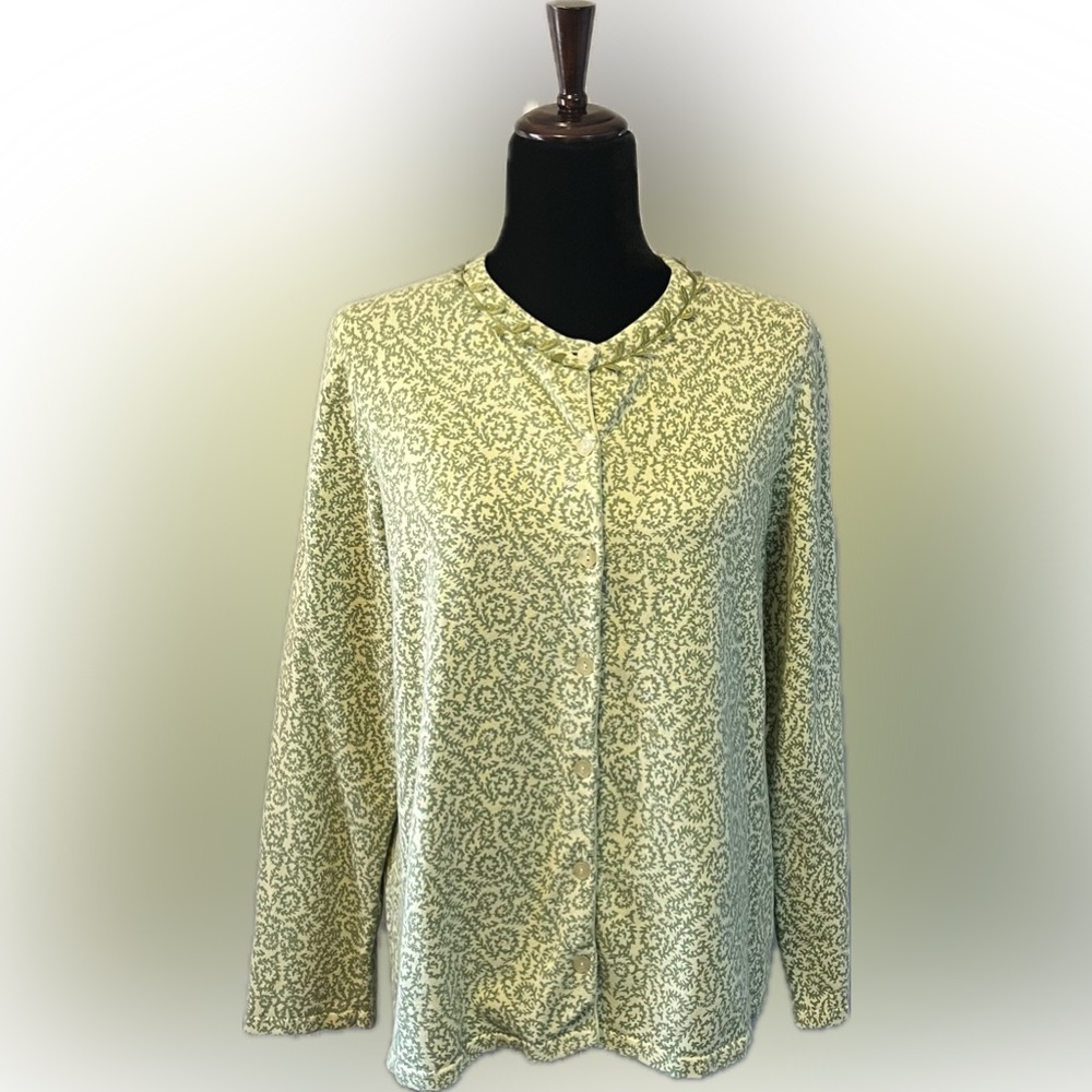 Tabi Quilt Print Button Up Cardigan size L